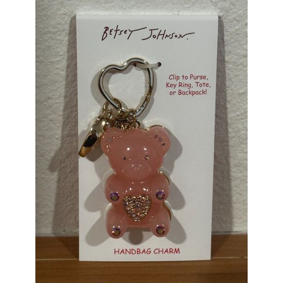 Betsey Johnson Pink Gummy Bear Bag Charm NWT